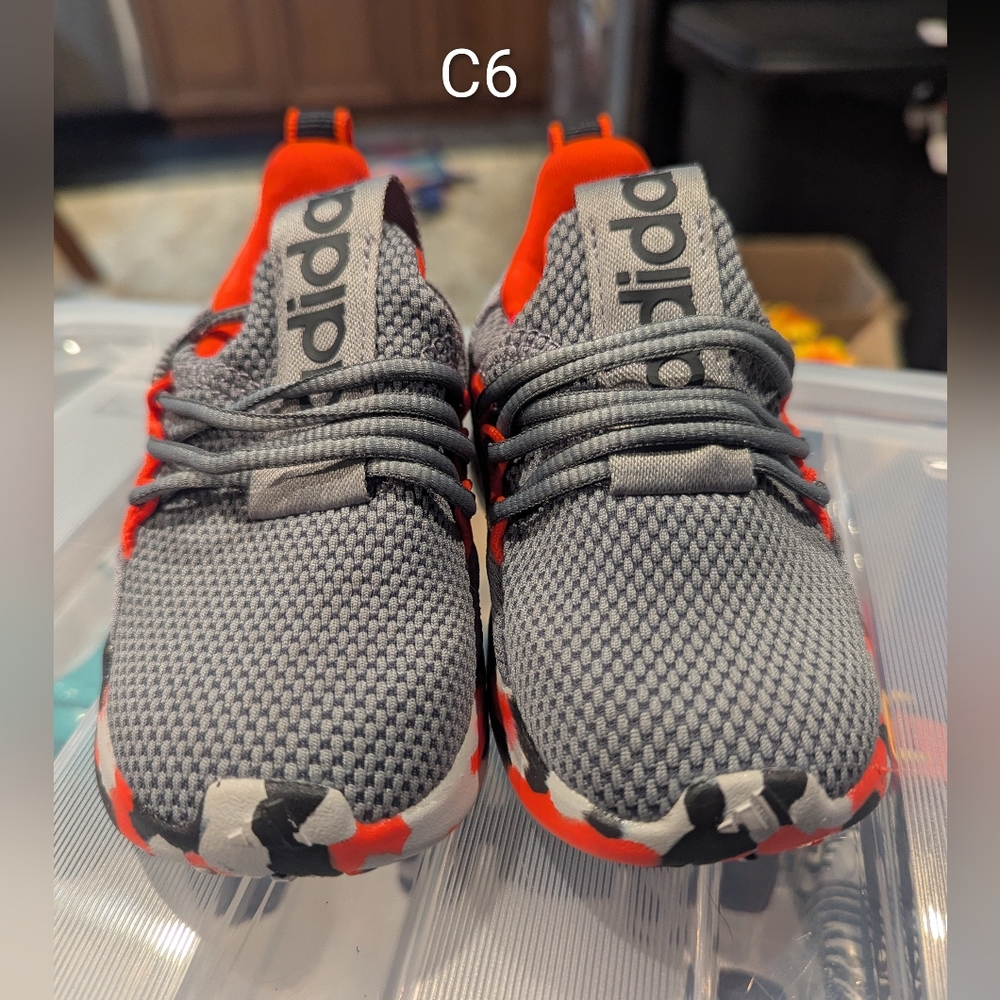 Adidas Kids Gray and Orange Sneakers C6 NWOT